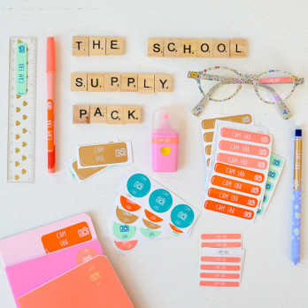 Name labels for school supplies