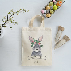 Easter egg hunt Bunny totebag personalised with a name