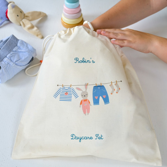 Personalised drawstring bag for daycare nursery