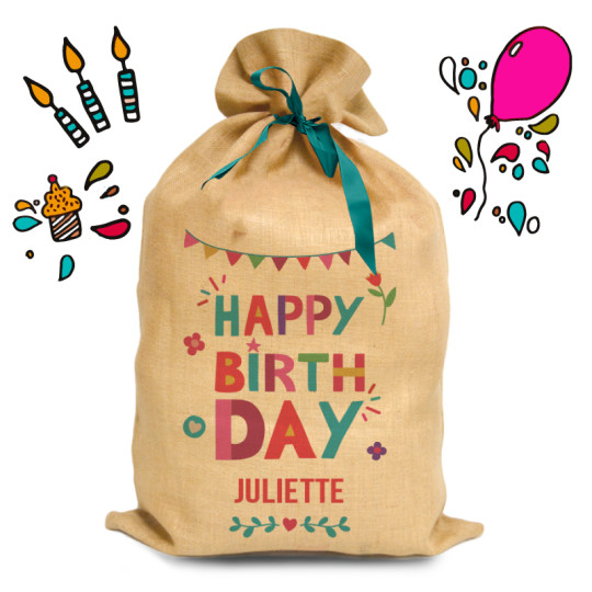 Le sac d'anniversaire personnalisé en toile de Jute, emballez vos cadeaux  d'une manière originale - A-qui-S