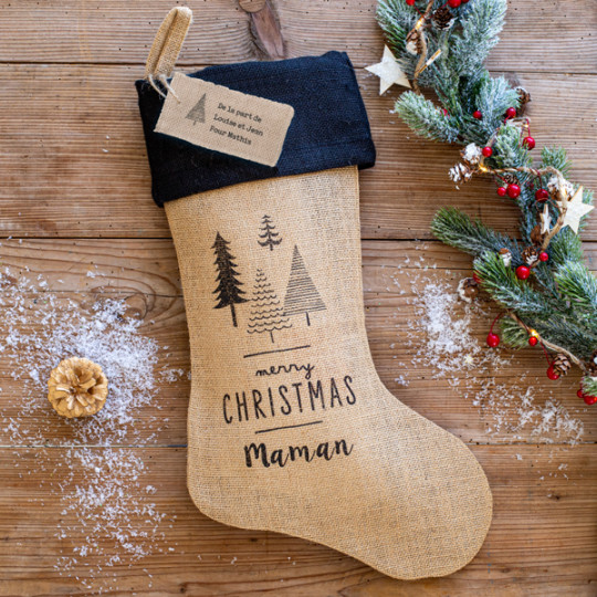 Chaussettes De Noel A Personnaliser Et En Toile De Jute A Qui S