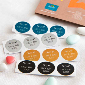 personalised round stickers weddings