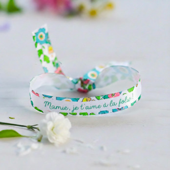 bracelet fleurie personnalisé mamie je t'aime