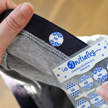 étiquette vêtements initiales rondes