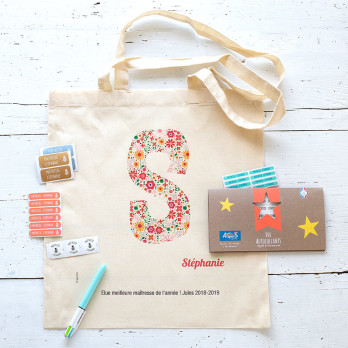 Tote Bag "Nounou Au Grand Cœur" - Sac En Toile 38x40 Cm - Cadeau Remerciement Maîtresse, ATSEM, Nounou