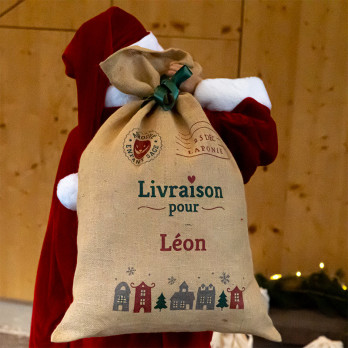 Petit sac cadeau en papier avec un motif de noël publicitaire personnalisé