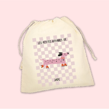 sac en coton teckel pour ranger ses affaires sales