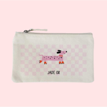 trousse personnalisée coton teckel