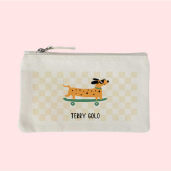 trousse personnalisée en coton teckel