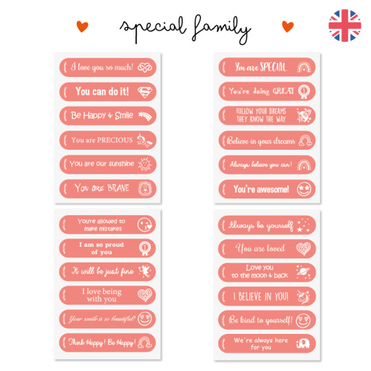 kindness stickers special family with motivational messages in English