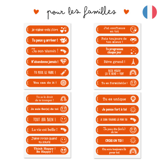 kindness stickers special family with motivational messages in French