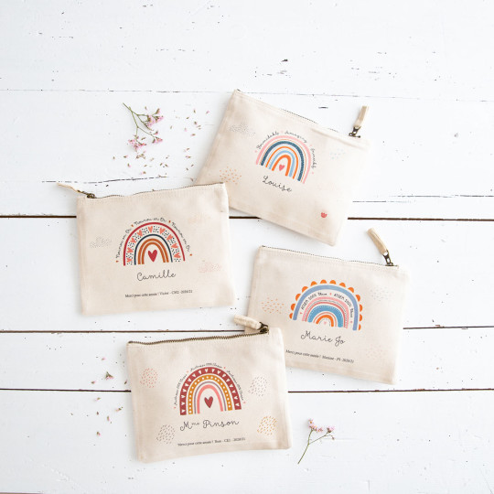 Pochette personnalis?�e en coton et fermeture zip?�e - A-qui-S