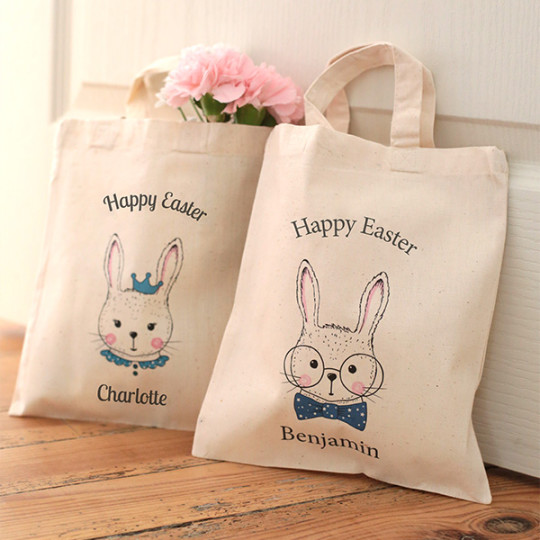 Reusable Grocery Gift Bag Bunny Rabbit Ear Design Easter Egg Hunt Basket Bag 