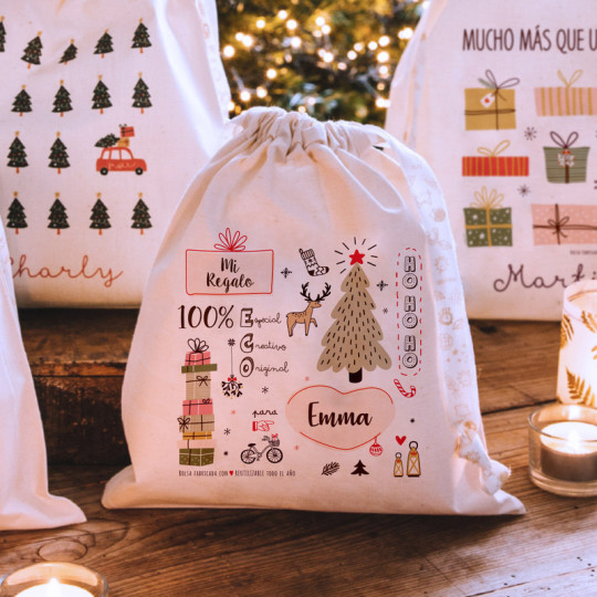 Bolsa de algodón para regalos de Navidad
