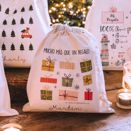 Bolsa de 100% algodón personalizable para los regalos de Navidad - 2 tamaños - mini | Soyde