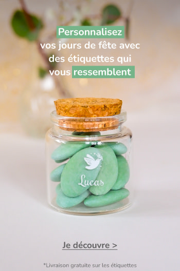 etiquettes personnalisées pour vos cérémonies, baptêmes et mariages