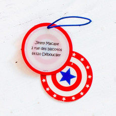 Etiquettes cartable personnalisé, style Captain America