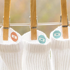 Sock tags, personalised iron on labels to label with initials or a short name all socks