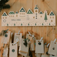 Calendrier de l'Avent perpetuel personnalisé en bois A-qui-S, plusieurs motifs au choix