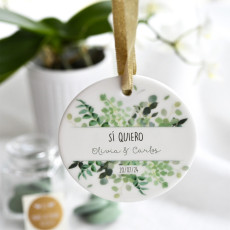 cerámica decorativa diseño floral para bodas personalizada con los nombres y la fecha