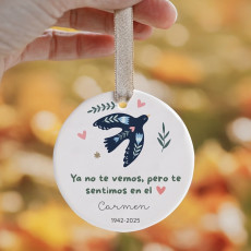 recuerdo de cerámica en memoria de un familiar difunto con su nombre y fecha