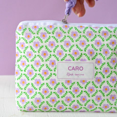 étiquettes tissées personnalisées trousse de maquillage