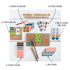 cantidades de etiquetas y pegatinas de un pack escuela