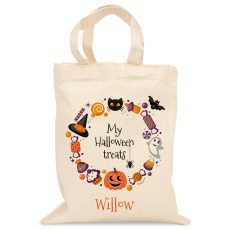 OurWarm 2pcs Halloween Trick or Treat Bags for Kids, Reusable Canvas  Drawstring Tote Bag 17 x 14 Inch Spider Pumpkin Gift Sack Halloween Party