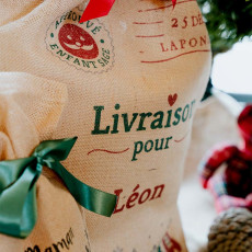 Sac Noel Hote Pere Noel Personnalisé - Imprimé France - L'Atelier Textile