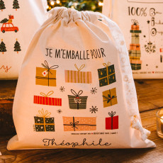 Grand Sac Cadeau De Noël En Coton BIO • Elodie Plume