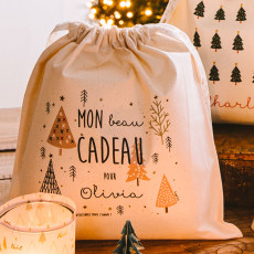 Grand sac cadeau de Noël en coton BIO • Elodie Plume