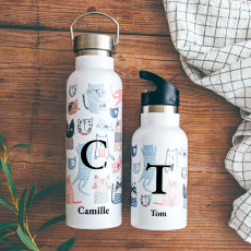 gourde isotherme personnalisable, prénom chat