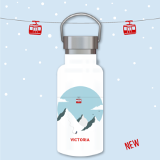 insulated drink bottle in stainless steel, winter mountain design