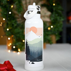 Gourde personnalisée prénom pour adulte et adolescent avec montagne