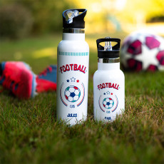 personalised reusable water bottle football for kids