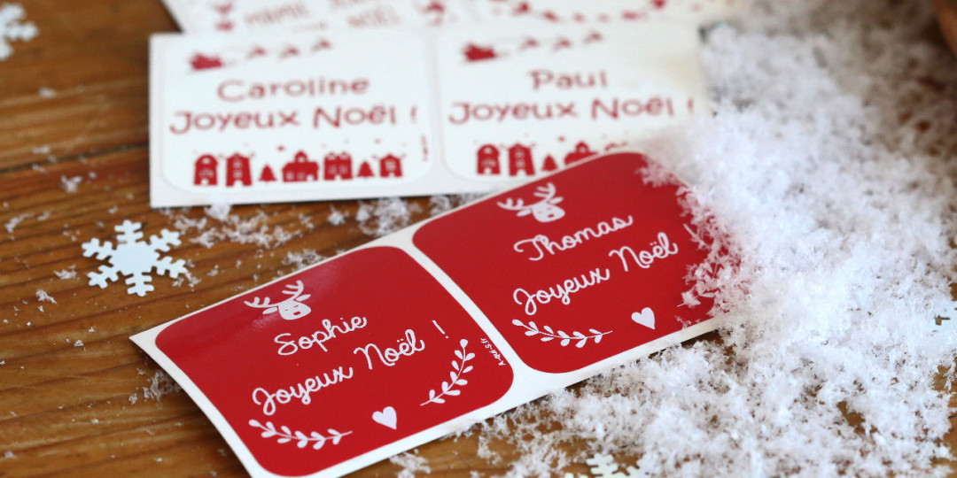 Etiquette personnalisable à l'unité spécial cadeaux de Noël - Zuniques® -  A-qui-S