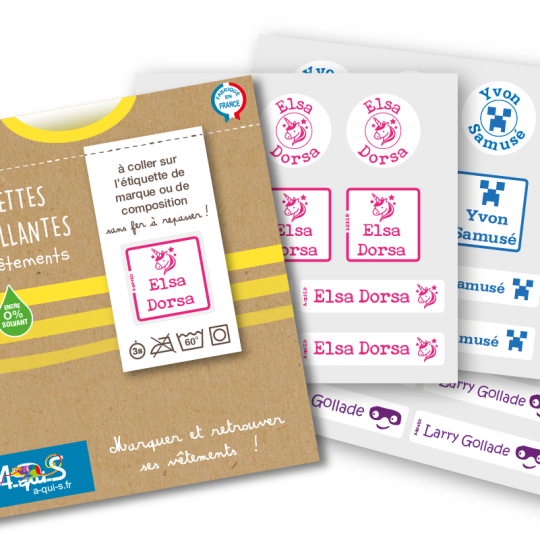 Pack promo étiquettes vêtements autocollantes - 3 sachets