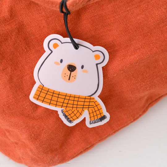 etiqueta con forma de oso para identificar la bolsa