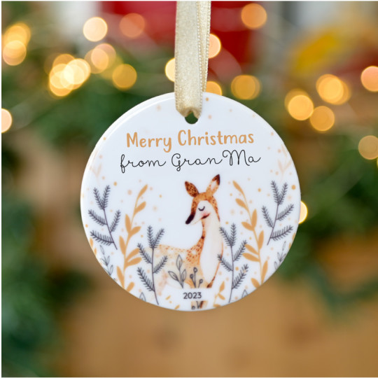 Round christmas tree decoration personalised