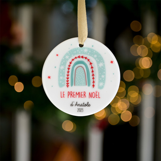 Décoration De Noël En Céramique Rhinocéros Afrique Du Sud - Ornement à Suspendre 7,3 Cm Avec Corde Dorée