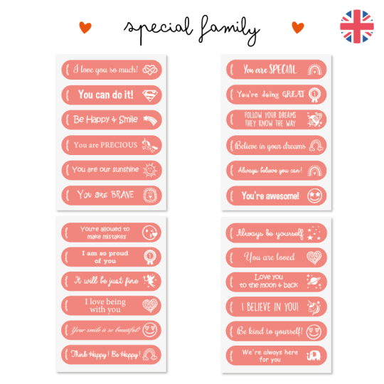 kindness stickers special family with motivational messages in English