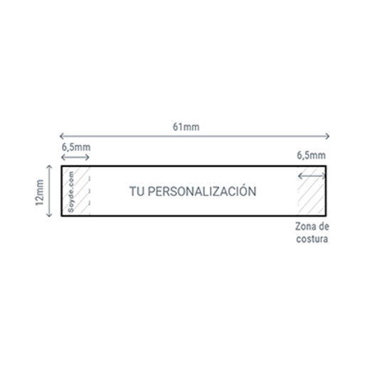 etiquetas de tela personalizadas para coser medidas 61x12mm