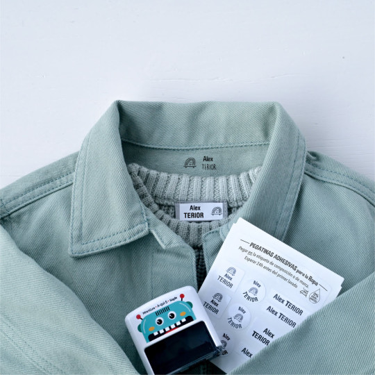 sello textil y pegatinas para marcar la ropa