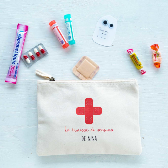 Trousse personnalisée en coton et fermeture zippée - A-qui-S