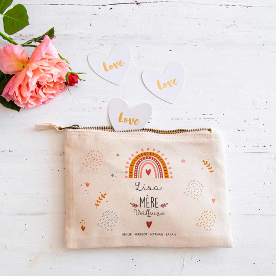Pochette personnalisee en coton et fermeture zipee A qui S