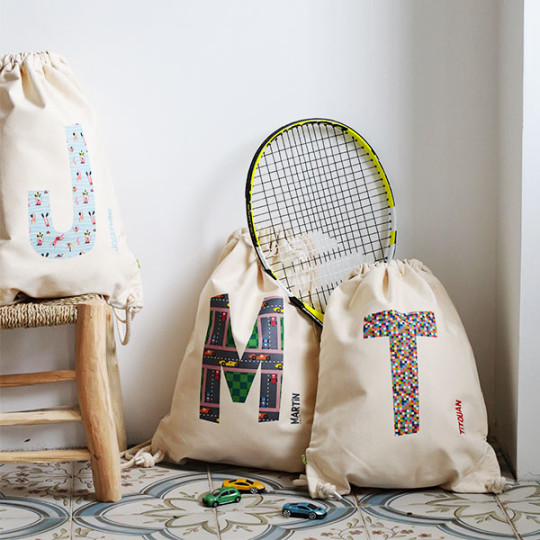 Sac de gymnastique fait main pour enfant personnalisé avec p