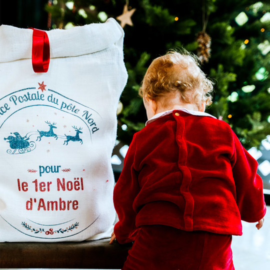 Sac Hotte Père Noël taille S Le Monde de Bibou - Cadeaux personnalisés