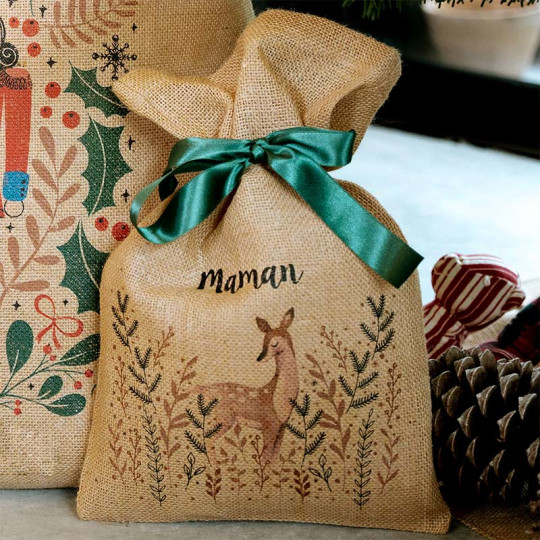 Sac Hotte du père noël personnalisable Naturel - Tissushop