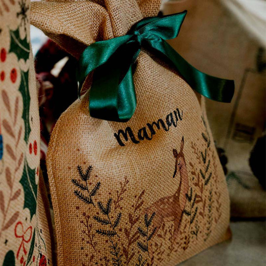 Sac Hotte du père noël personnalisable Naturel - Tissushop