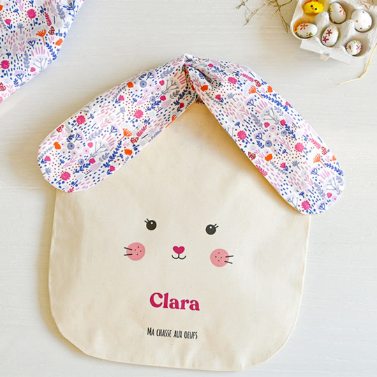 sac de pâques personnalisé lapin et prénom, sac toile de jute pour enf –  Cote-bonheur